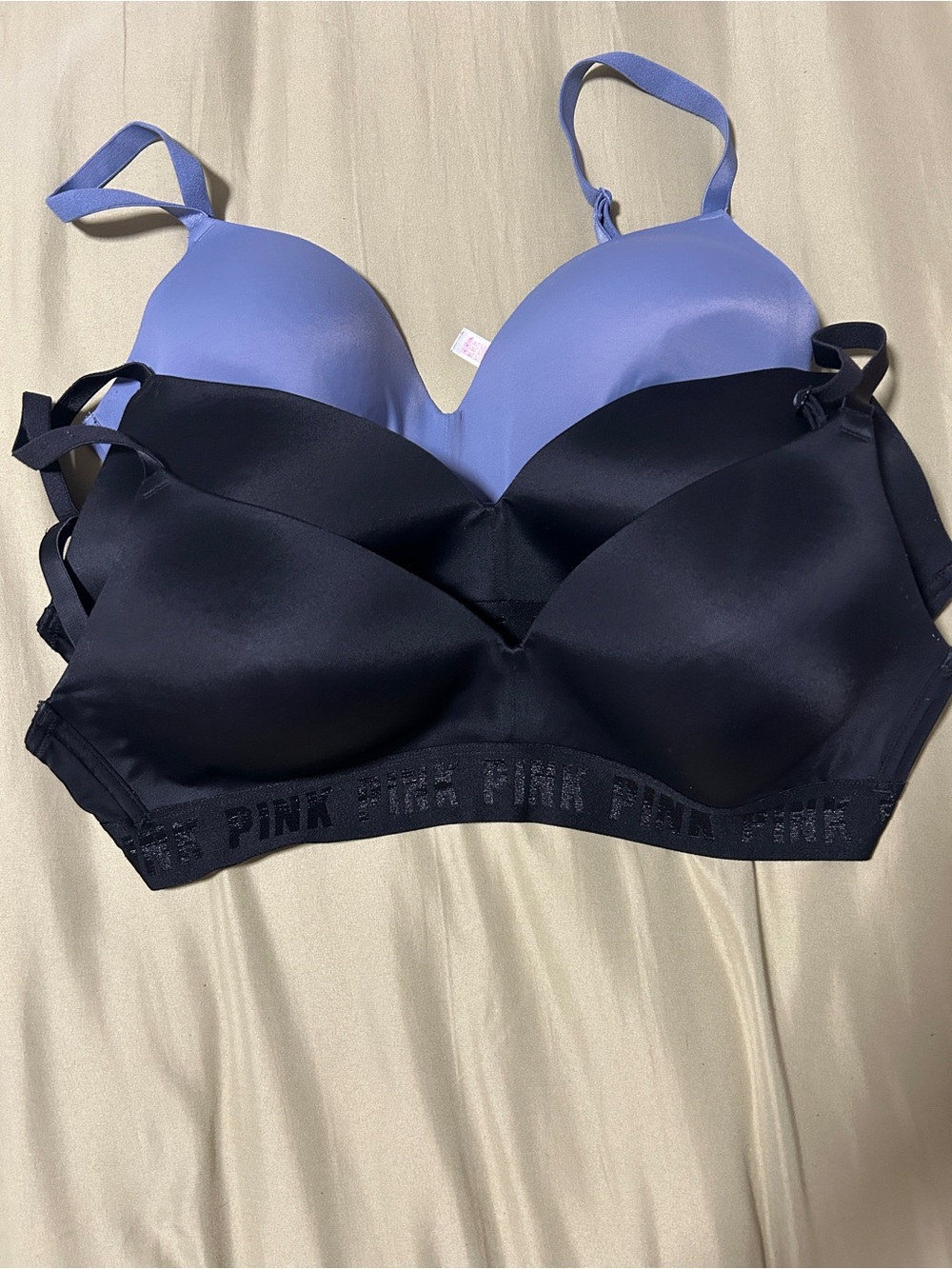 PINK Victoria's Secret Smooth Wireless Bra Duo - Black & Lavender